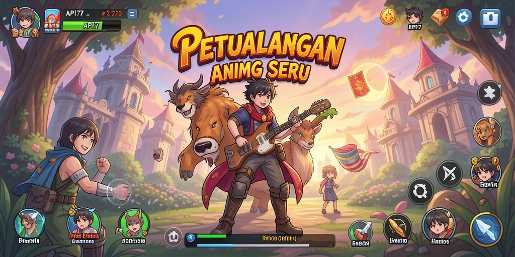 Screenshot menunjukkan karakter anime dalam pertempuran epik di API77.