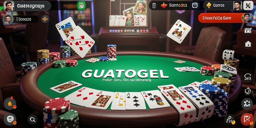 Tampilan gameplay GUATOGEL menunjukkan suasana bermain poker yang seru.