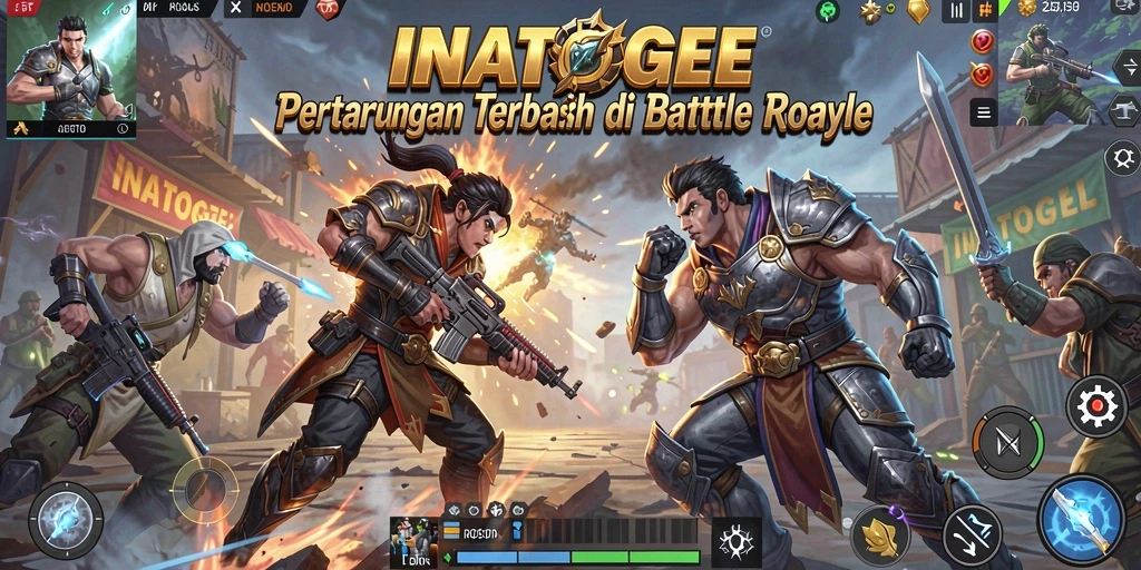 Tampilan mendebarkan dari gameplay Battle Royale INATOGEL.