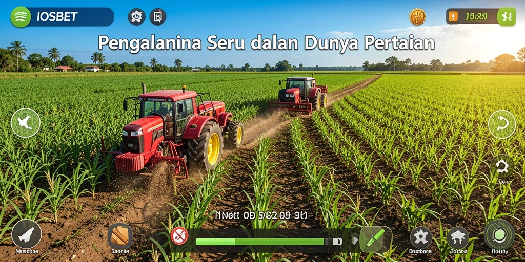 Tampilan gameplay menarik dari IOSBET, menampilkan ladang yang subur dan aktivitas petani.