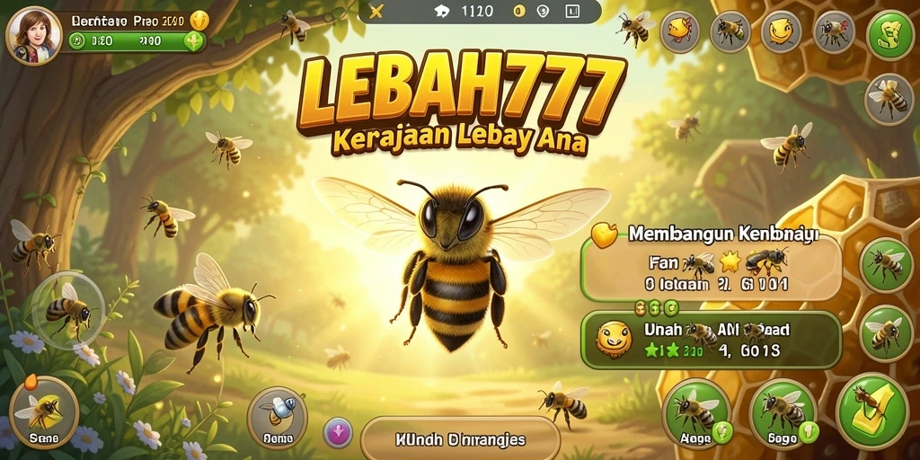 Tampilan gameplay menarik dari LEBAH777 dengan lebah beraktivitas.