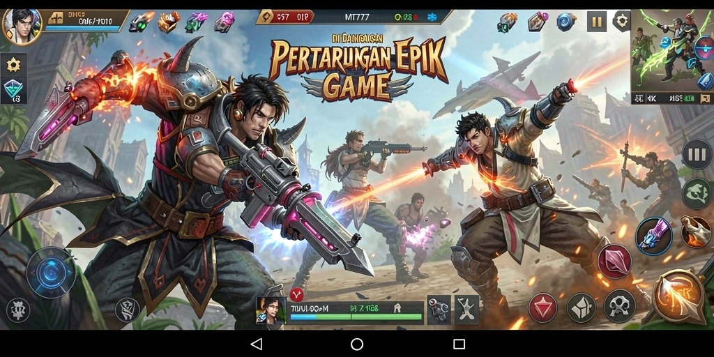 Screenshot gameplay MT777 menampilkan pertarungan seru dengan karakter yang beraksi.