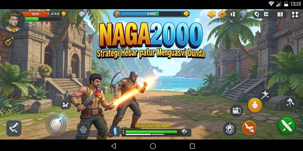 Screenshot gameplay NAGA2000 yang menampilkan strategi pertempuran.