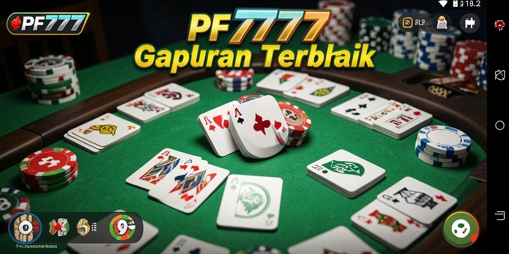 Screenshot gameplay PF777 menampilkan pemain yang sedang bersaing di meja Gaple.