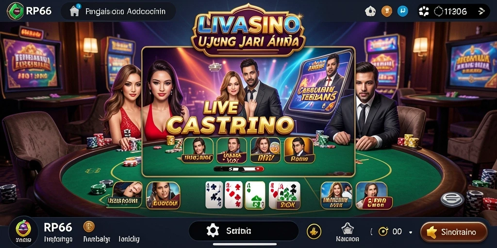 Screenshot gameplay RP66 menampilkan dealer profesional dalam suasana kasino yang hidup.