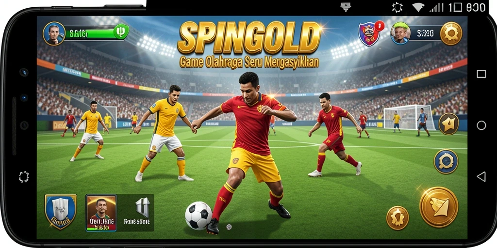 Tampilan gameplay SPINGOLD yang penuh aksi dan olahraga.