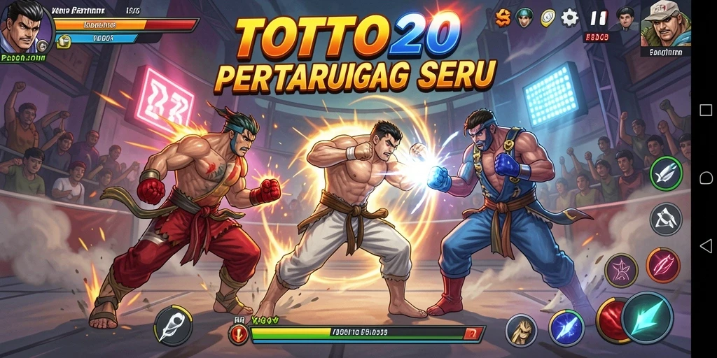 Tangkapan layar utama TOTO20 menampilkan aksi pertarungan yang mendebarkan dengan grafis menawan.