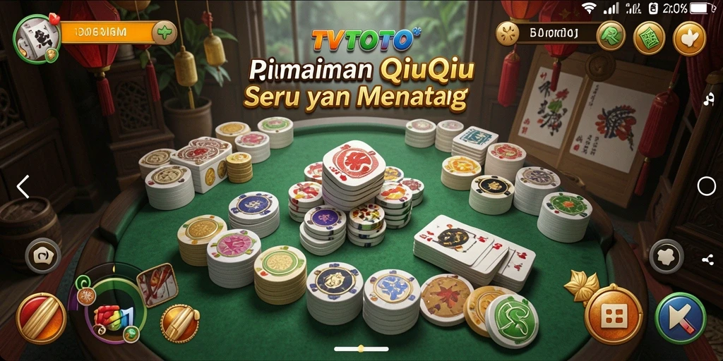 Screenshot gameplay TVTOTO menampilkan suasana seru permainan QiuQiu.
