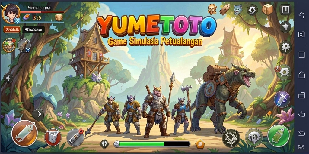 Tampilan gameplay YUMETOTO menunjukkan dunia imajinasi yang luas dan interaksi yang dinamis.